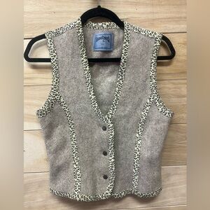 Vintage cheetah print indie sleaze brown button up vest